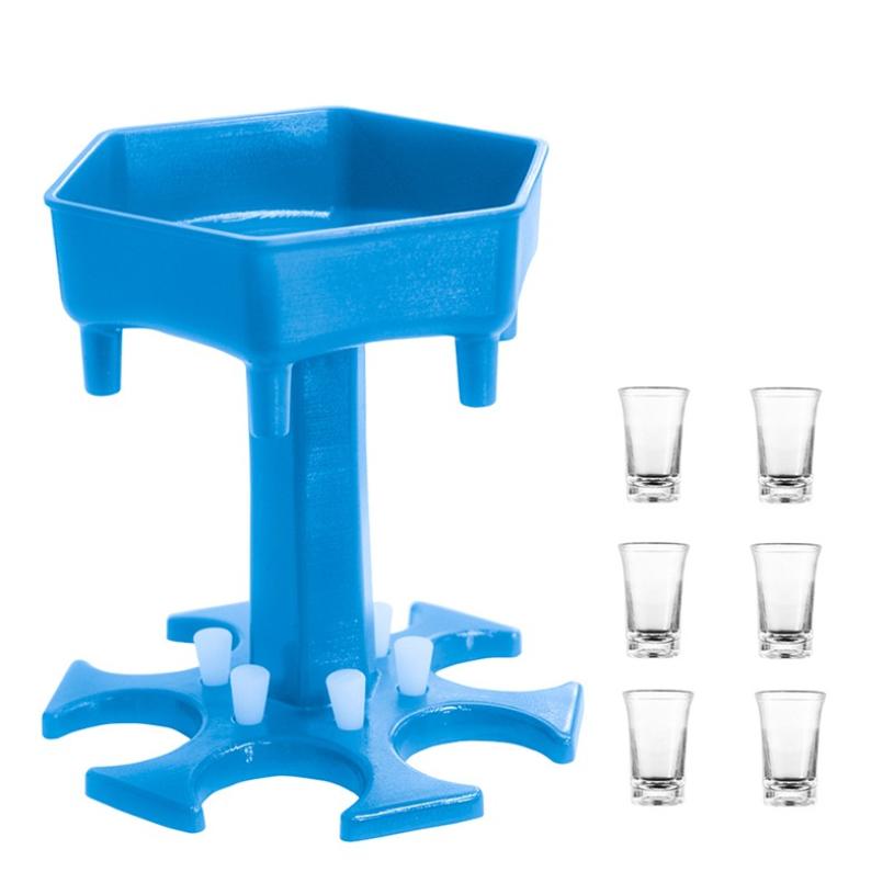 6 Shot Wine Glass Dispenser Holder Caddy Liquor Dispenser Party Beverage Drinking Games Glass Dispenser Party Bar Accessory: B Blue Set