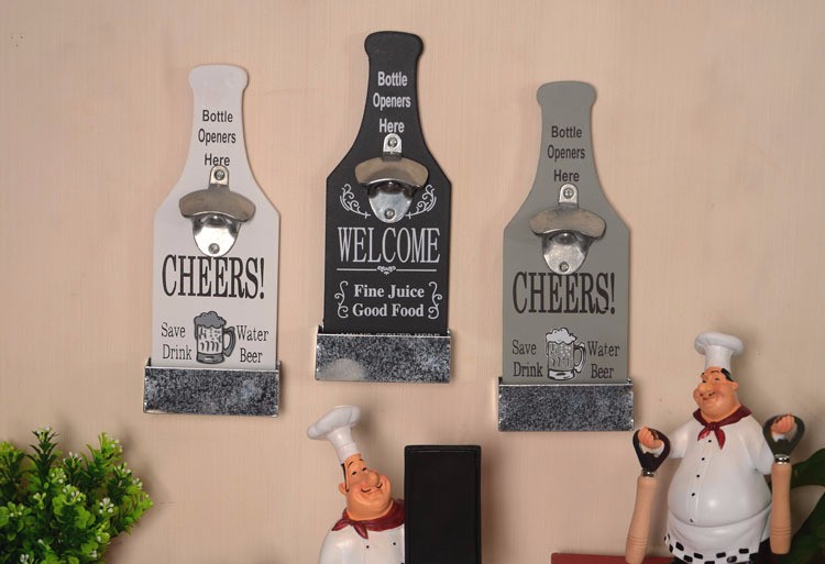 Barra montada en la pared abridor de botellas de cerveza clásica de la vendimia tapa de la pared de la captura de abridor de botellas de cerveza-decoración de la pared