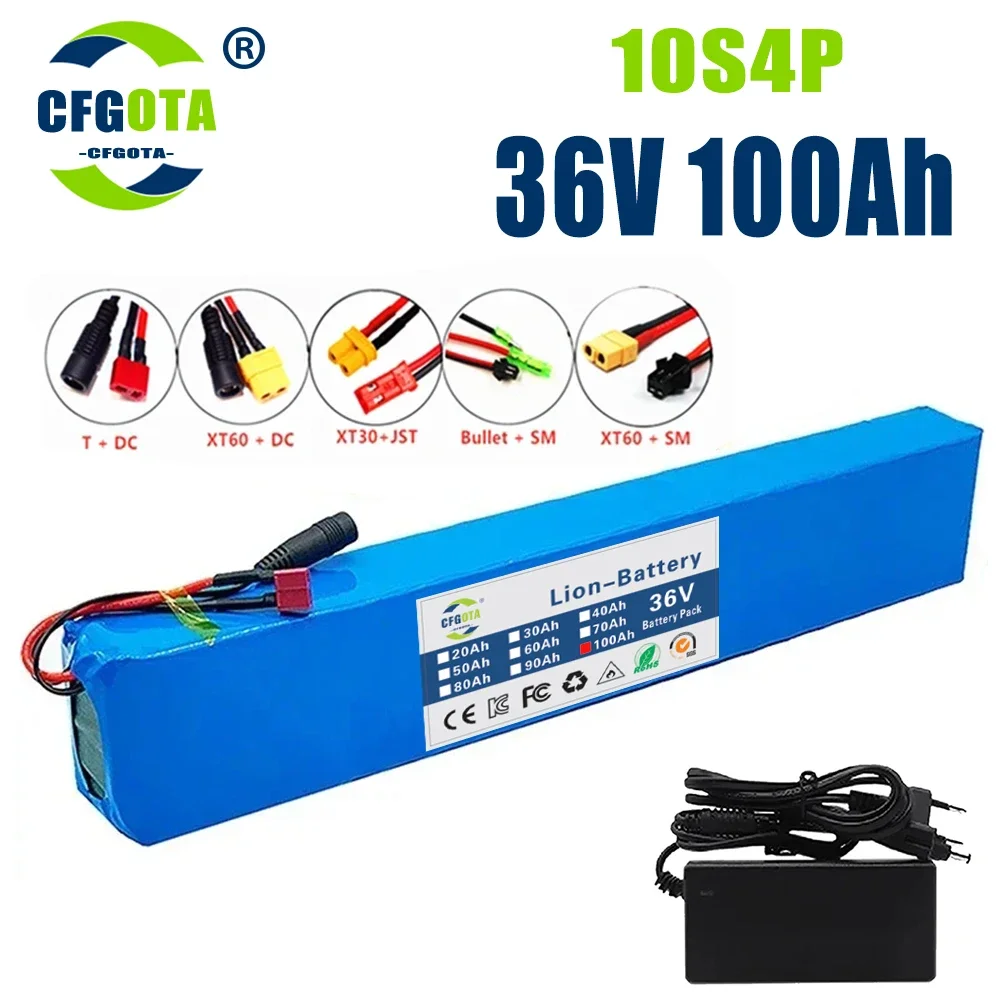 18650 battery pack 10s4p 36V 100AH high power 600W, suitable for electric bicycle lithium battery with charger sales