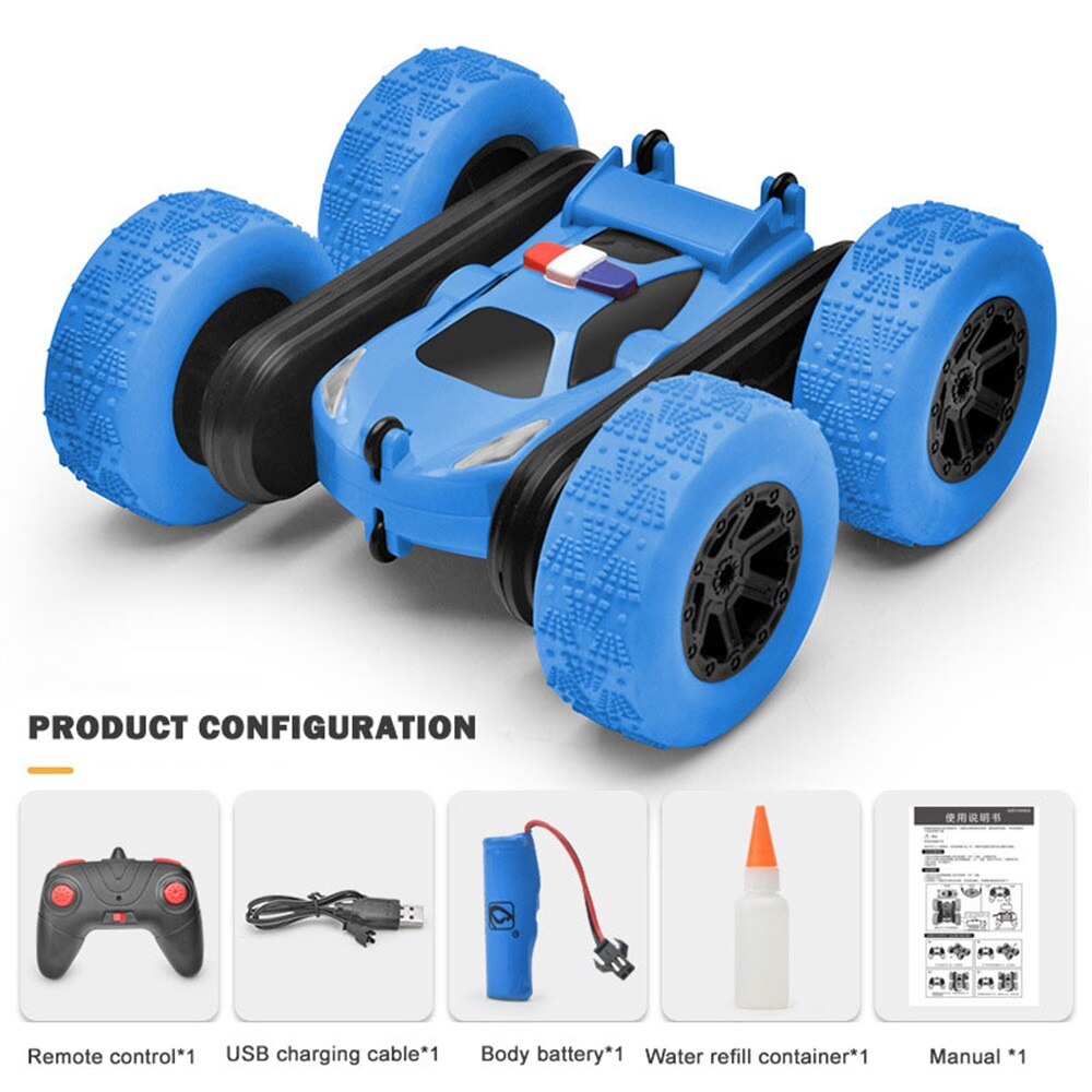 Dubbelzijdig Afstandsbediening Stunt Rc Auto Spray Kinderen Opladen Anti-Fall Tipping Emmer 2.4G 360-graden Rotatie Outdoor Speelgoed: Blue