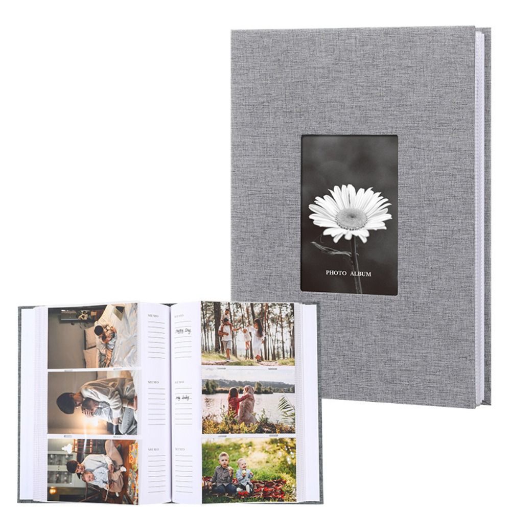 6in Linen Cover Photo Album Interleaf Type 200/300Pics Large Scrapbook Album 100 Pages DIY Memory Book Family Times: Yellow