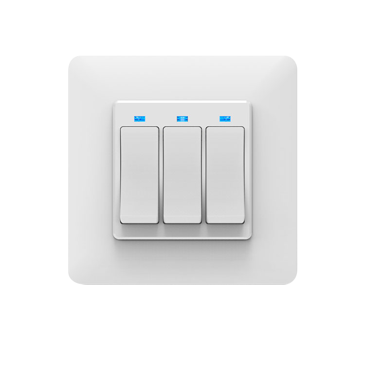Wifi smart lys vægkontakt stikkontakt trykknap de eu smart life tuya trådløs fjernbetjening arbejde med alexa google hjem: 3- bånds hvid switch