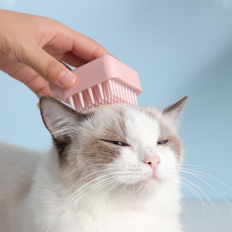 Hond Bad Borstel Kam Siliconen Spa Shampoo Massage Borstel Douche Ontharing Kam Voor Honden Katten Cleaning Grooming Tool: Roze