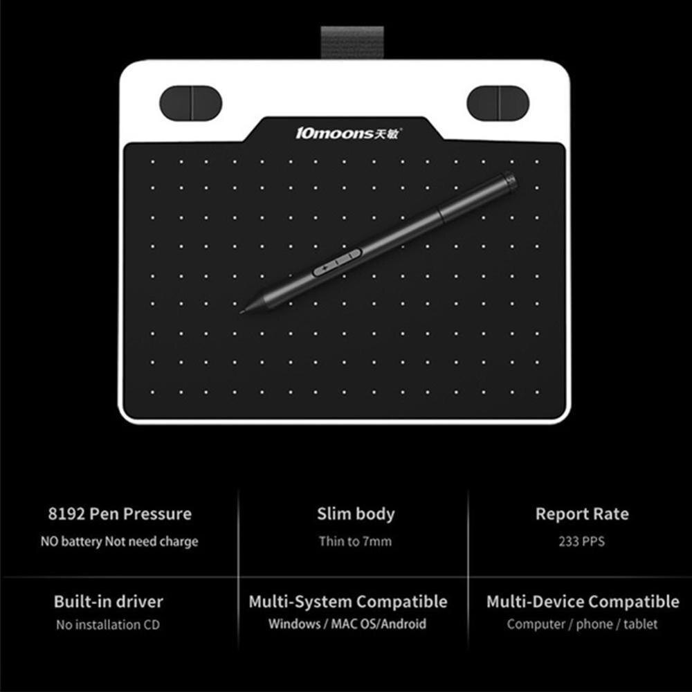 T503 6 Inch Ultralight Graphics Tablet 8192 Levels Digital Drawing Tablet Battery-Free Pen Compatible Android Device
