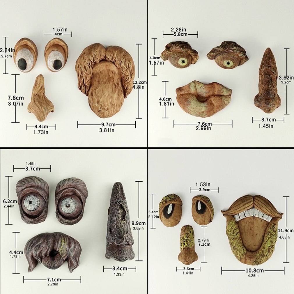 Easter Weird Old Man Tree Face Outdoor Tree Face Decoration Garden Art Tree Bark Face Decoration Props