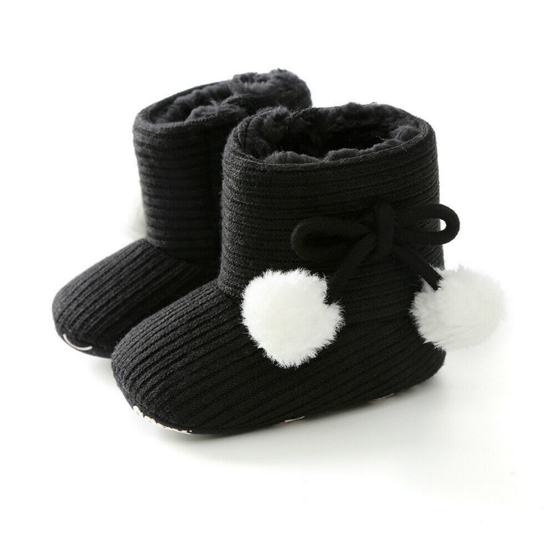 Winter Jongen Meisjes Baby Solid Soft Cotton Zool Snowboots Warme Wieg Schoenen Peuter Laarzen Lopen UK: Zwart / 12