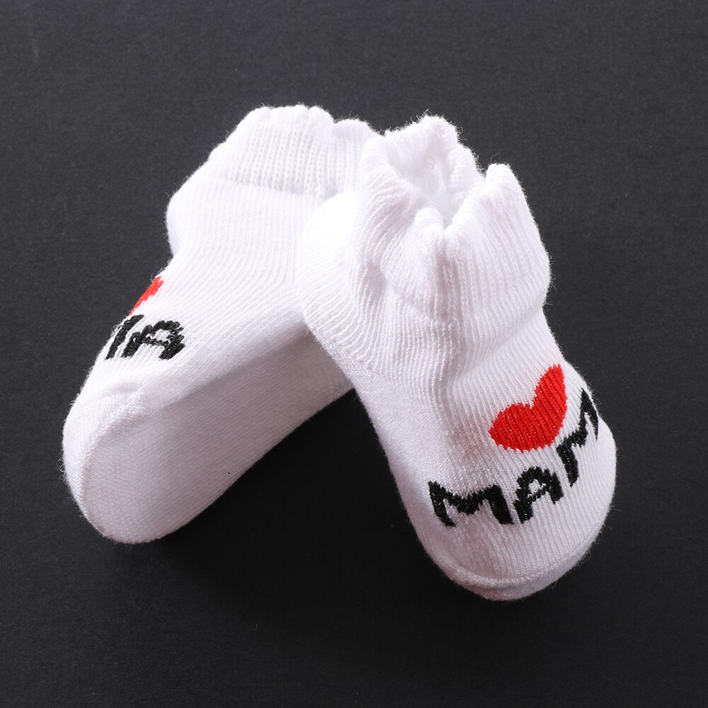 neue SchöNe Weiche Baby Socken Neugeborenen Kleinkind Kleinkind freundlicher Mädchen Jungen Streifen Baumwolle Liebe Mutter/Papa Socken 0 ~ 6 monate