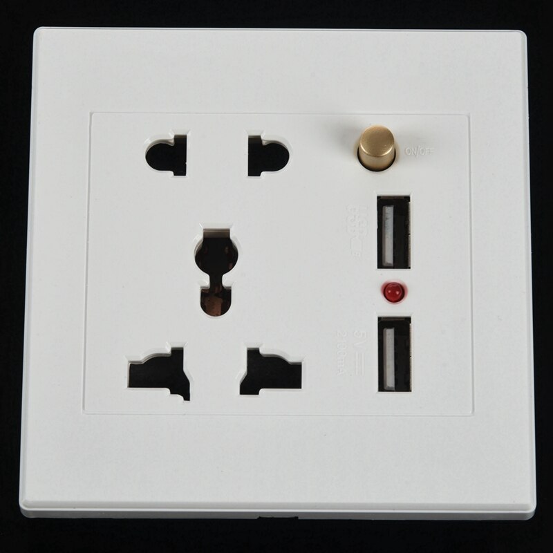 2.1A Dual Usb Wall Charger Socket Adapter Universial Stopcontact Panel Wite Schakelaar