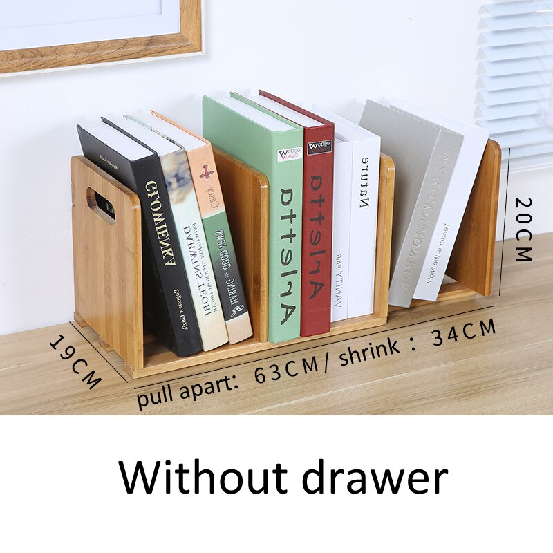 Office Small Bookshelf With Drawer Desktop Storage Simple Table Retractable Rack Bookcase: Without drawer
