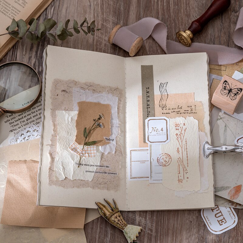 30 pcs fingertip temperature series retro decorative junk diary paper scrapbook material DIY aesthetic diary material paper