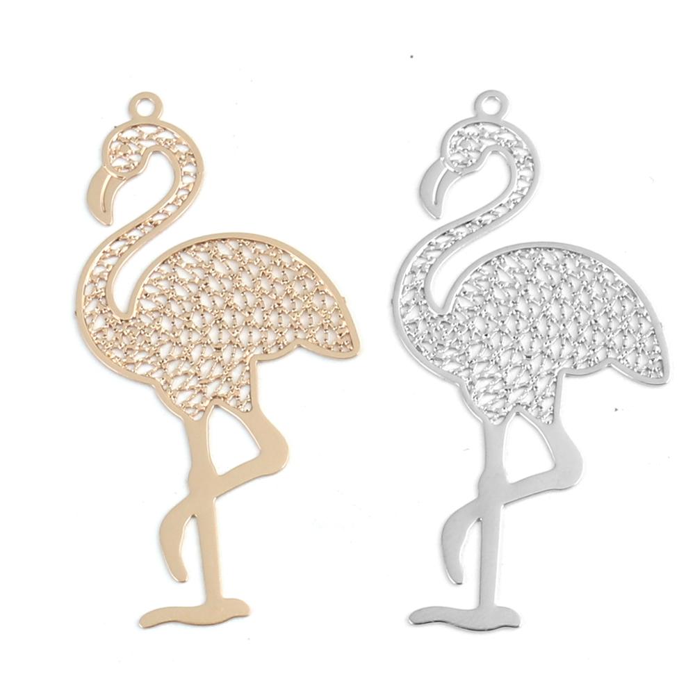 DoreenBeads – pendentifs d&#39;estampage en filigrane de cuivre à la , breloques d&#39;oiseau d&#39;autruche, couleur or argent, résultats de bricolage, 4.4cm x 2.2cm, 10 pièces