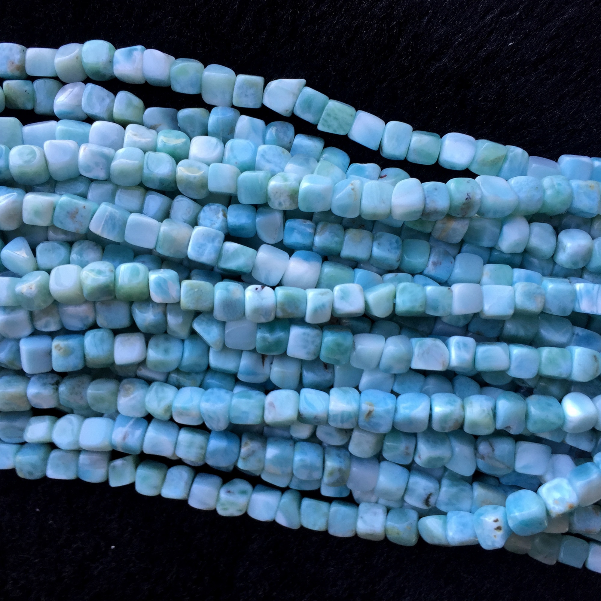 Dominicana Natural Genuine White Blue Larimar Cube Nugget Free Form Fillet Irregular Pebble Loose Beads Fit Jewelry 15" 06207