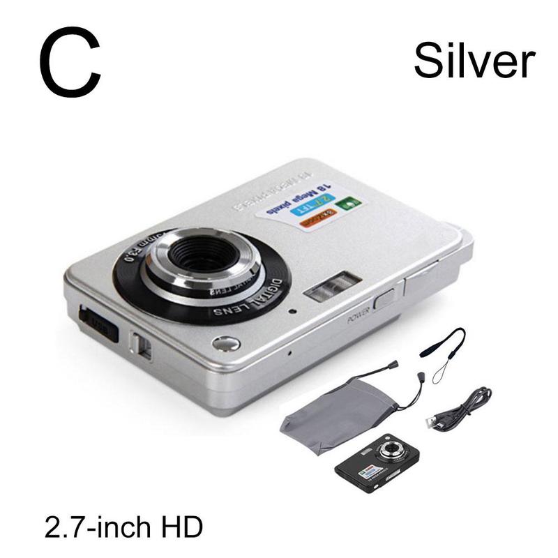 Photography Tools Digital Camera HD TFT LCD Display Video 18MP 720P 8x Zoom Anti-Shake Camcorder CMOS 2.7 Inch Micro: Silver