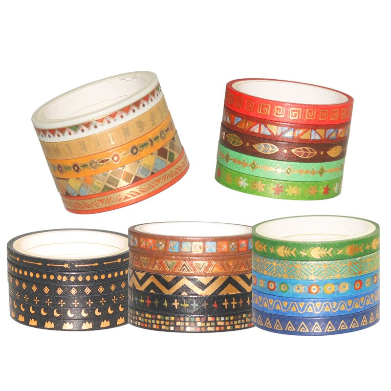 26Pcs/Set Foiling Slim Washi Masking Tape Set Foil Paper Masking Tapes Japanese Washi Tape Diy Scrapbooking Decoration Sticker