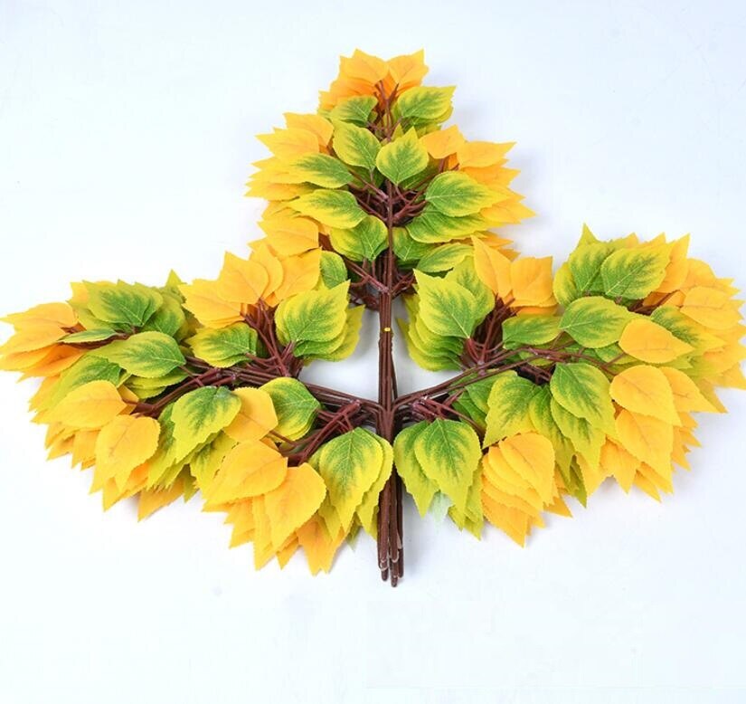 12pcs 55cm Artificial Birch Tree Leaves Branch For Plant Wall Background Wedding Home Hotal Office Bar Decorative: Mint Green