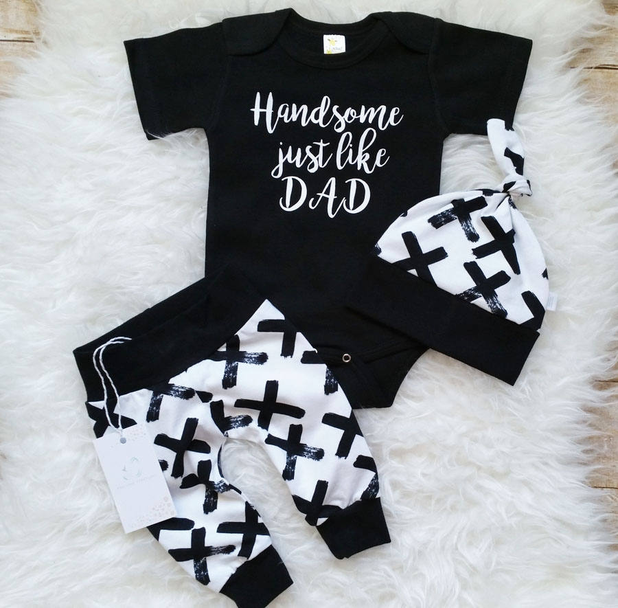 3 stk nyfødt baby drenge tøj bomuld hjorte langærmet romper+ bukser + hat outfits tøj sæt