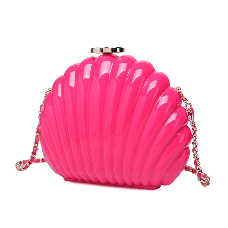 Novo acrílico querida rosa branco concha saco moda festa pérola saco pvc duro à prova dhard água bolsa de ombro senhora pequena maquiagem embreagem: 1