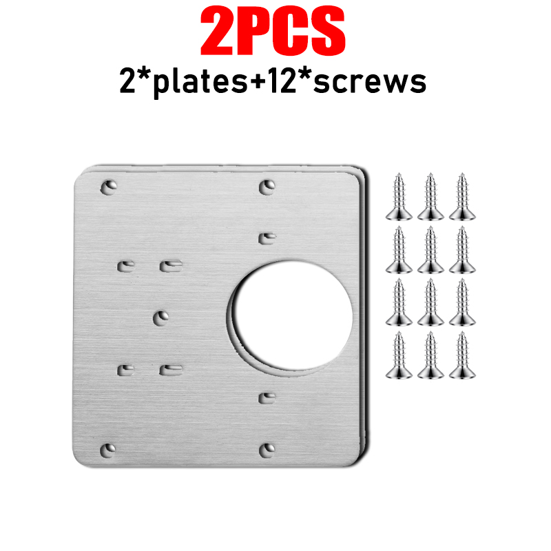 Cabinet Hinge Repair Plate Kits Stainless Steel Door Hinges Mounting Plate with Hole Replacement Bracket for Cupboard Furniture: WHITE