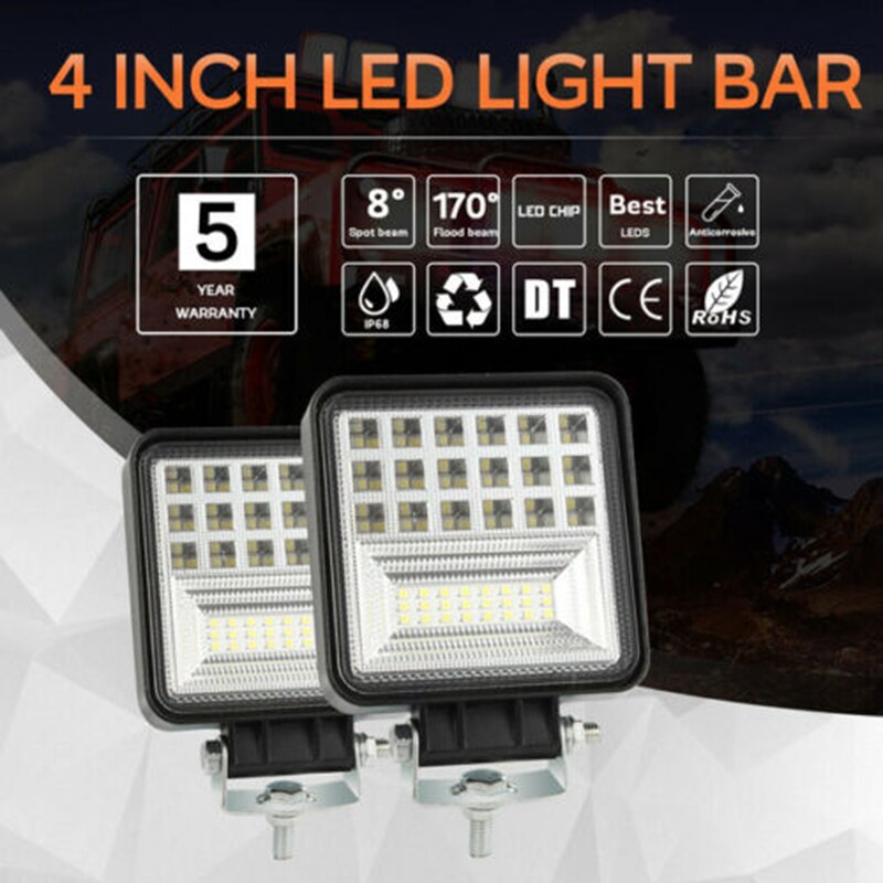 Aluminum alloy LED Work Light Spotlight 126W Bar DC 9-30V Off-road SUV Driving