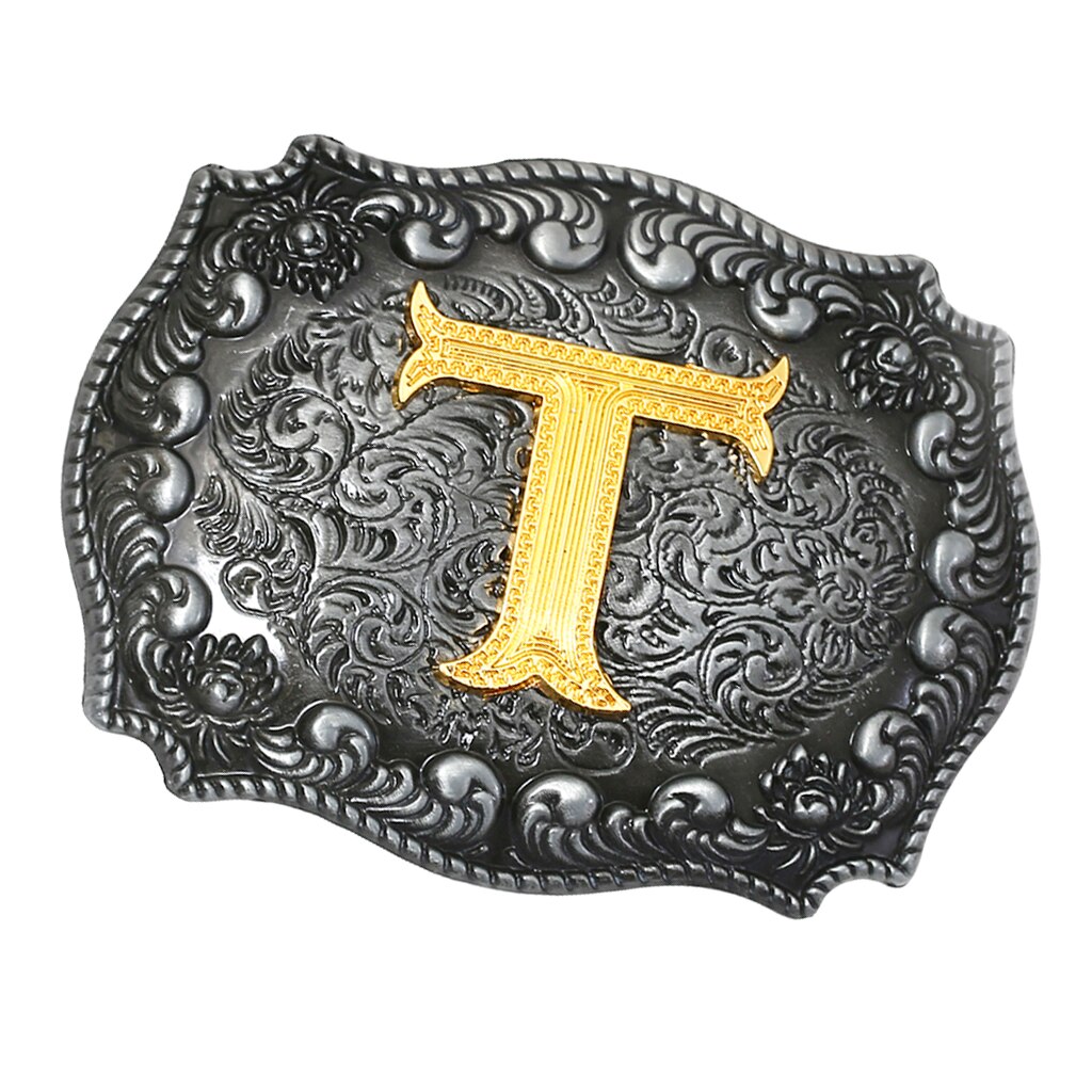 Men Western Cowboy Texas Rodeo Belt Buckle Jewelry Initial Letters A-Z Novelty Man Belt Buckle