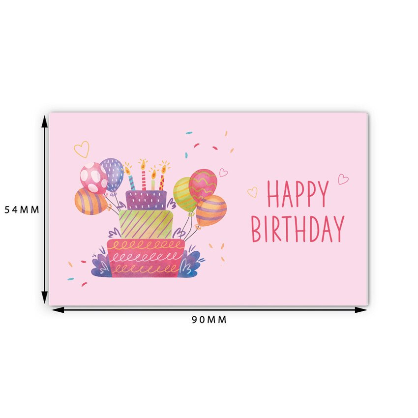 30Pcs Happy Birthday card Pink Birthday labels greeting cards Birthday decoration party Message card 9x5.4 cm blessing card