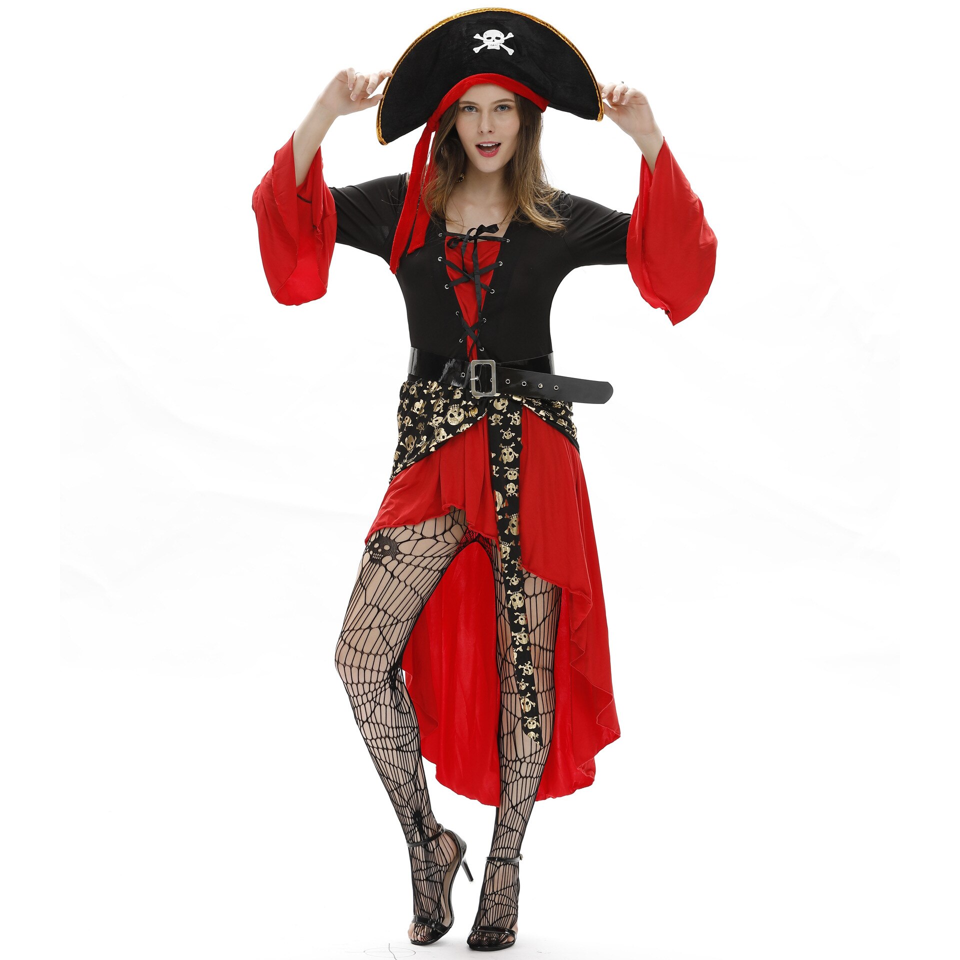 Spindelvæv kranie elastisk gotisk rockabilly dame kraniet netstrømper halloween fest kostume hold op strømper fancy dress up