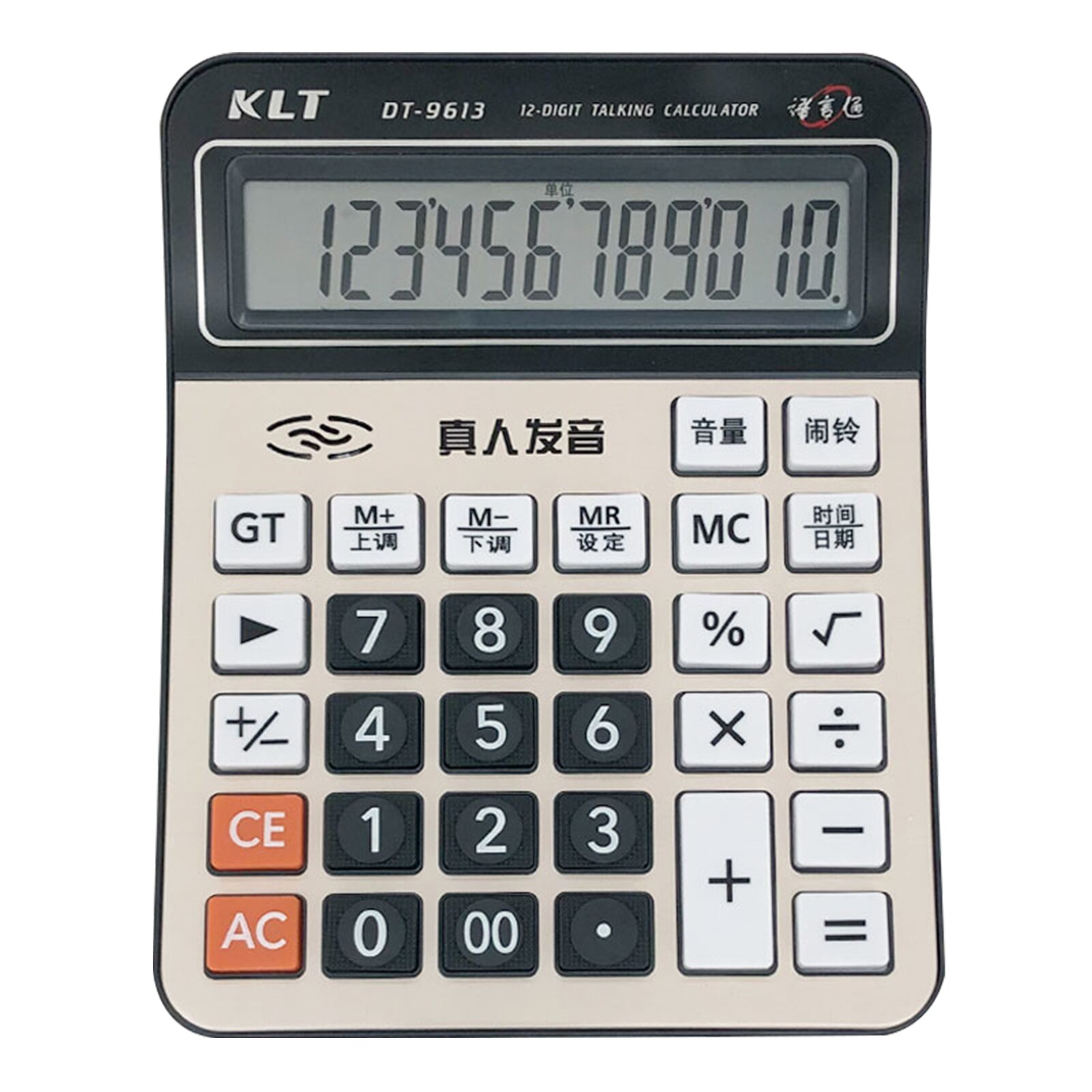Office Desktop Calculator 12 Digit Large Display LCD Metal Surface Big Sensitive Buttons Time Date Show Alarm Clock Function