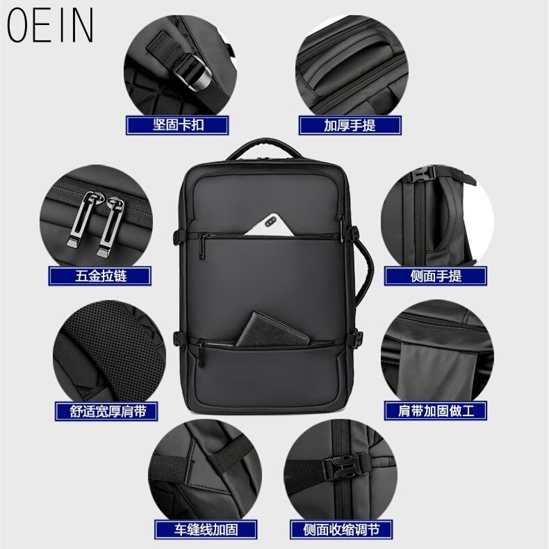 Waterproof Solid Large Backpack Men Laptop Bags Black Backpack Man Travel Backpack Teenager Bookbag Oxford Backpack 2026