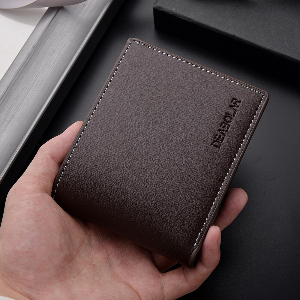 Pu Leder Männer kurze Brieftasche dünnen Stil Klapp junge Männer Kreditkarten Halfter Brieftasche