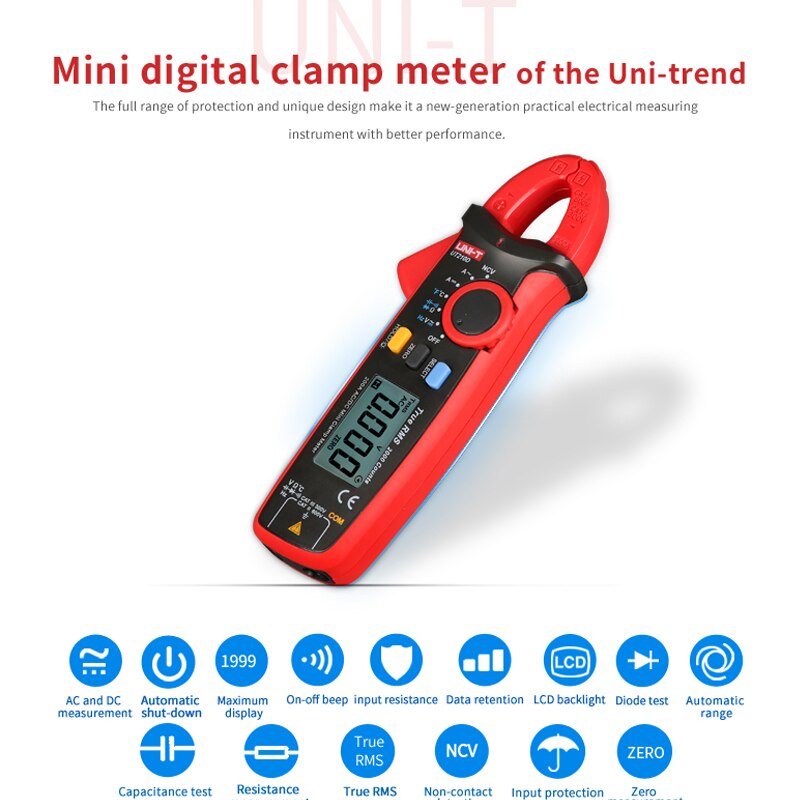 UNI-T UT210D UT210E Pro Digital Mini Clamp Meter AC DC Current True RMS Capacitance Tester Auto Range VFC Multi-Tester