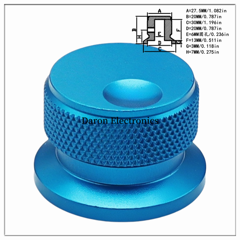 Bouton solide en alliage d'aluminium de couleur, capuchon de bouton de potentiomètre 30x20, capuchon de réglage rotatif pour instrument d'appareil ménager: Bleu