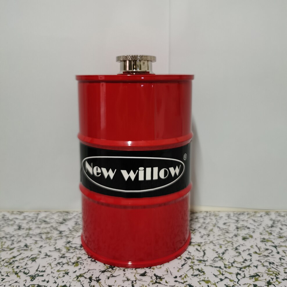 Kleine Kolf 24 Ounce Verdikte 304 Rvs Heupfles Olie Drum Vorm Body Draagbare Outdoor Wijn Fles Olie Vat jug: red