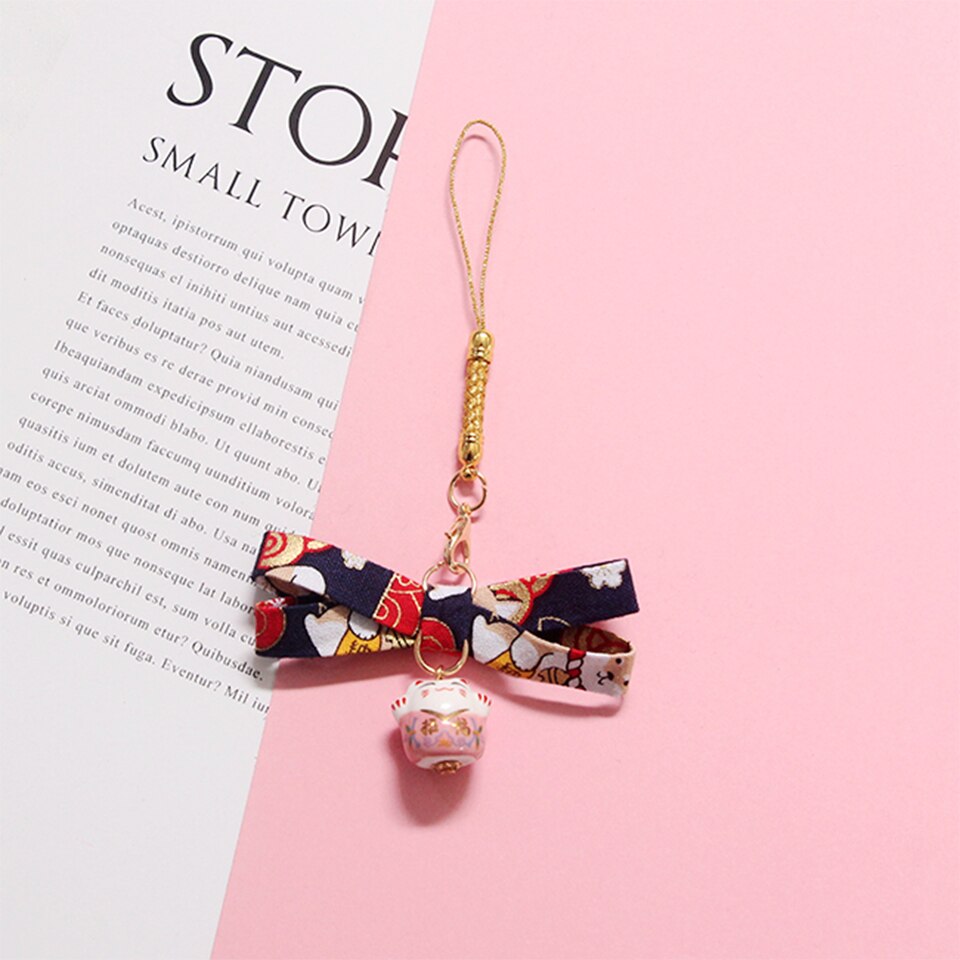 Beautiful Japanese Style Smart phone Strap Lanyards for iPhone Samsung Cherry Flower Decor Mobile Phone Strap Rope Phone Charm: D