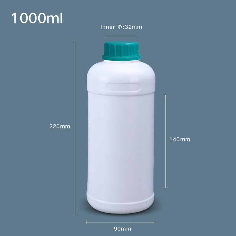 Plastic Bottle with Blue Cap HDPE Material Storage Container for Liquid Reagent Food Grade Sample Bottle: 1000ML White A