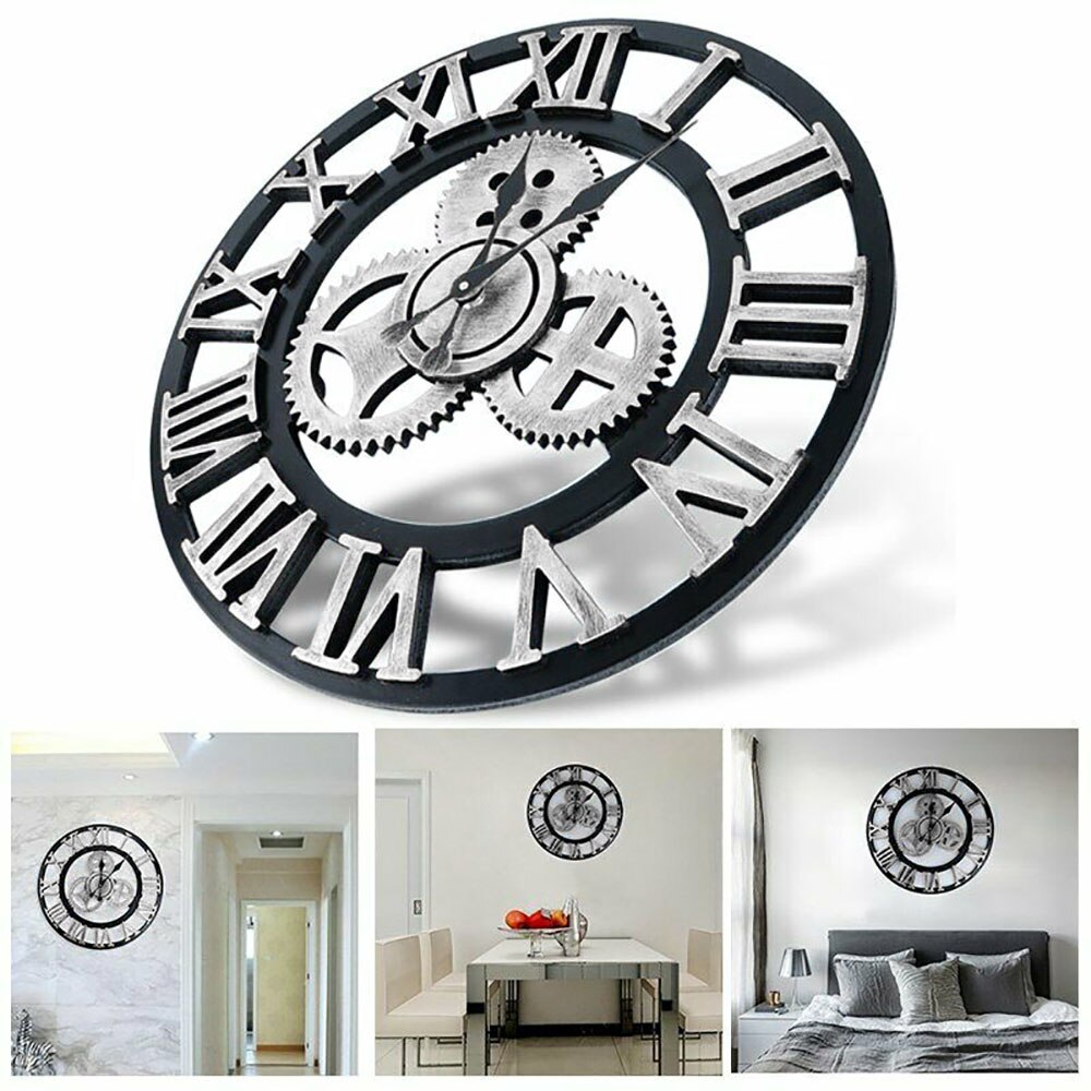 Wall Clock Industrial Gear Wall Clock Wall Art Decor Decorative Retro MDL Wall Clock Industrial Age Style Room Decoration