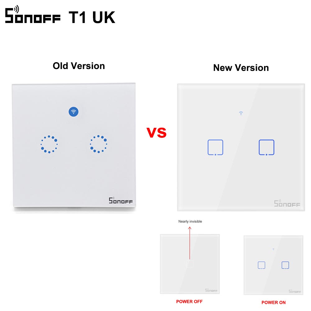 Sonoff – interrupteur mural intelligent T1, wi-fi, RF/APP/tactile, panneau de Type 86, pour maison connectée, 1/2/3 boutons