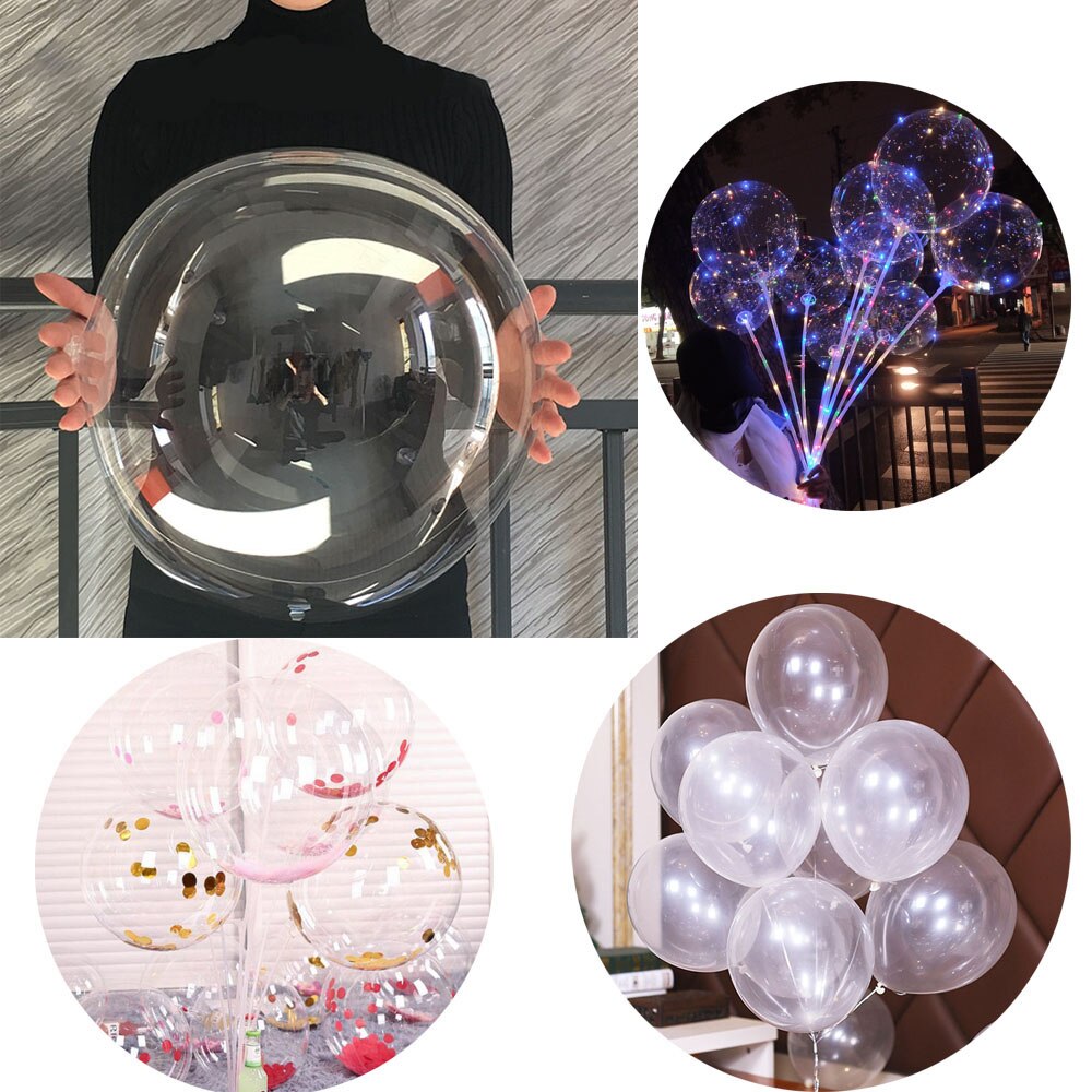 50Pcs 12/18/20/24/36 Inch Opblaasbare Bobo Ballon Transparante Globes Verjaardagsfeestje Benodigdheden Bruiloft Baby douche Decoratie