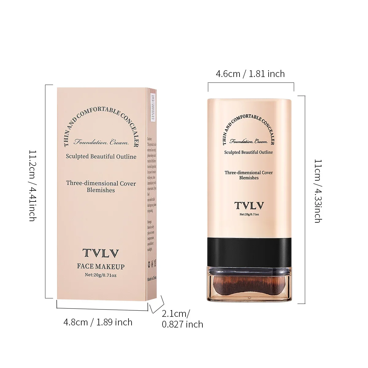 Tvlv eraser foundation makeup stick 20g,  med borste för att ljusa upp huden flytande foundation, långvarig makeup concealer