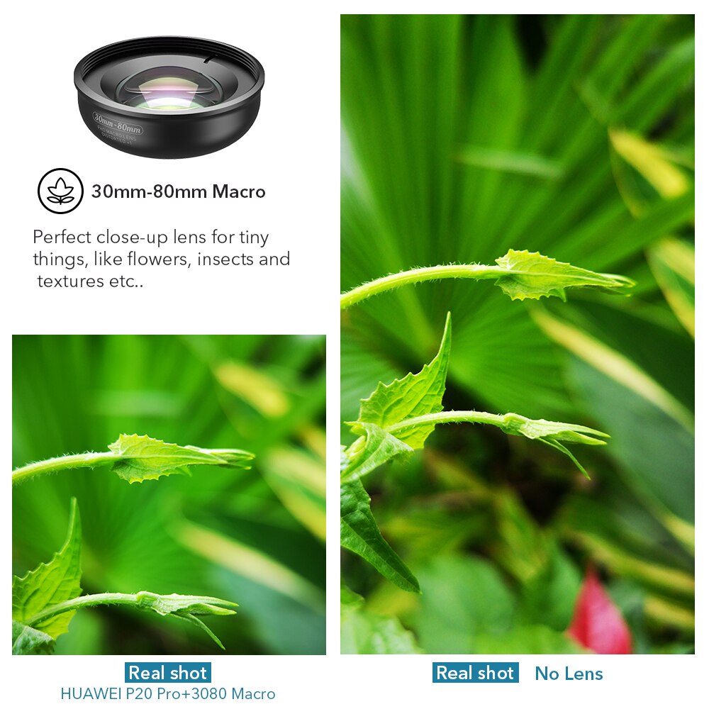 APEXEL óptica HD Cámara lente del teléfono 30-80Mm lente Macro Super lentes Macro para IPhone 7 8 Xs Max Huawei Xiaomi todos los teléfonos inteligentes