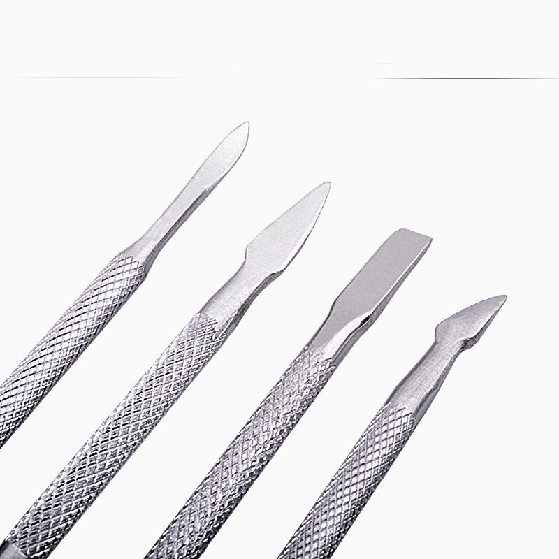 1 uds, empujador de cutícula de acero inoxidable de doble punta, removedor de empuje de piel muerta para pedicura, manicura, arte de uñas, herramienta de cuidado