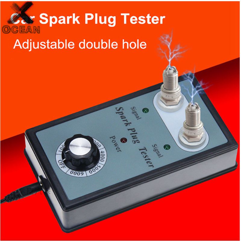 Dual Hole Car Spark Plugs Tester Automotriz With EU Plug Ignition Plug Analyzer Diagnostic Auto Tool Detector