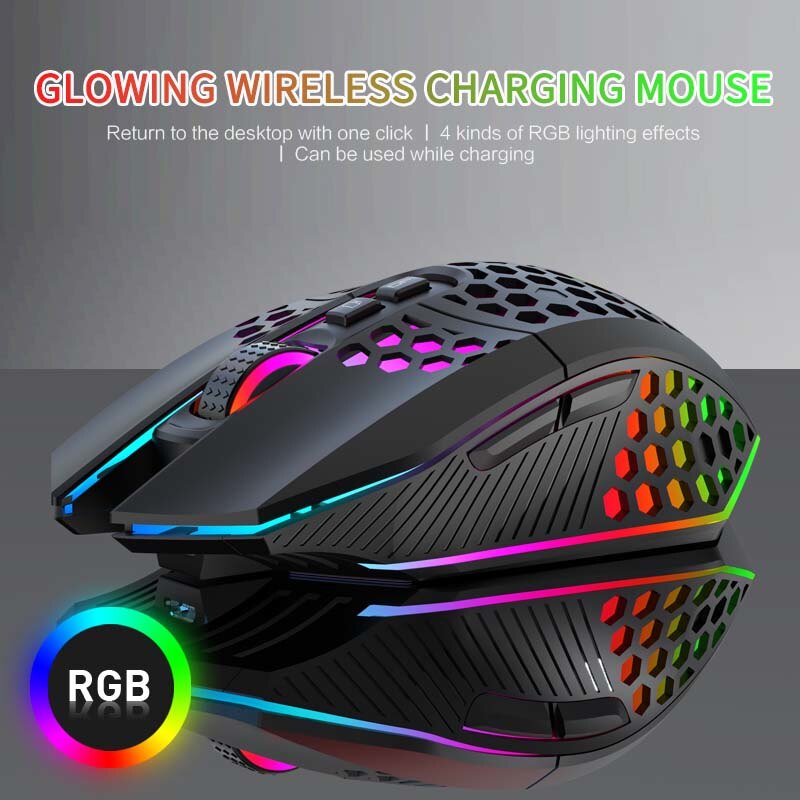 X801 Wireless Charging Gaming Mouse Wireless Honeycomb Hollow Mouse RGB Lighting For PC Laptop Computer For Gamer Accessories