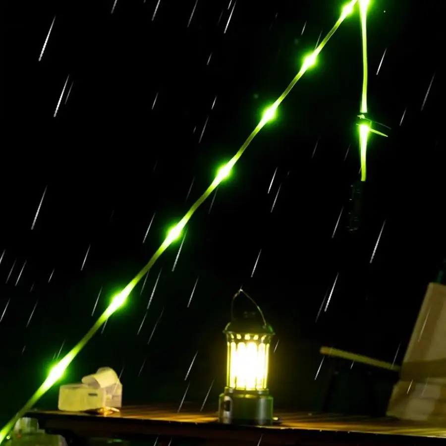 Cuerda de viento LED para acampar, lámpara luminosa, toldo, tienda de campaña, techo, cuerda de advertencia nocturna antidesgarro, resistente al viento, impermeable, para exteriores, senderismo y Camping