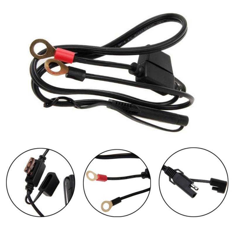 Motorcycle Battery Output Connector 12V-24V 60cm Motorcycle Battery Charger Termina 10A Fuse for SAE Disconnect Connector