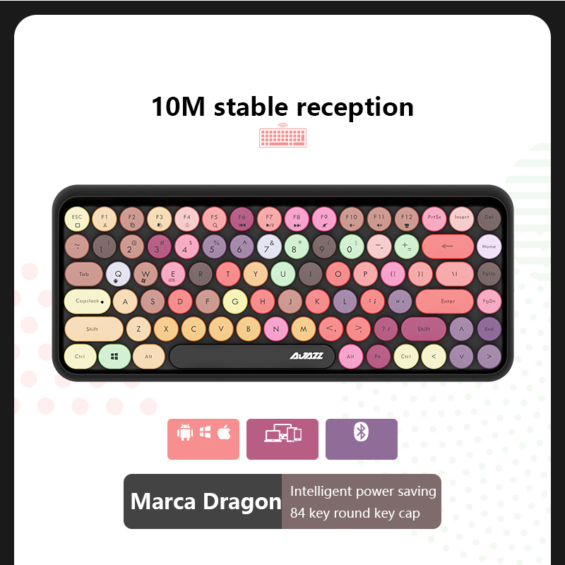 Ajazz 308I Draadloze Toetsenbord 18/84 Toetsen Ronde Keycap Bluetooth Toetsenbord Draagbare 2.4Ghz Numeriek Toetsenbord Voor Tablet Laptop Android: Marca dragon
