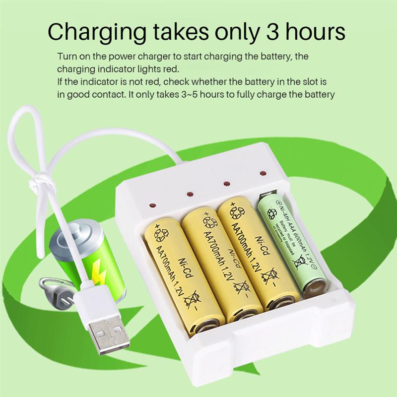 USB 4 Slots Fast Charging Battery Charger Short Circuit Protection AAA and AA Rechargeable Battery Station (Without battery)