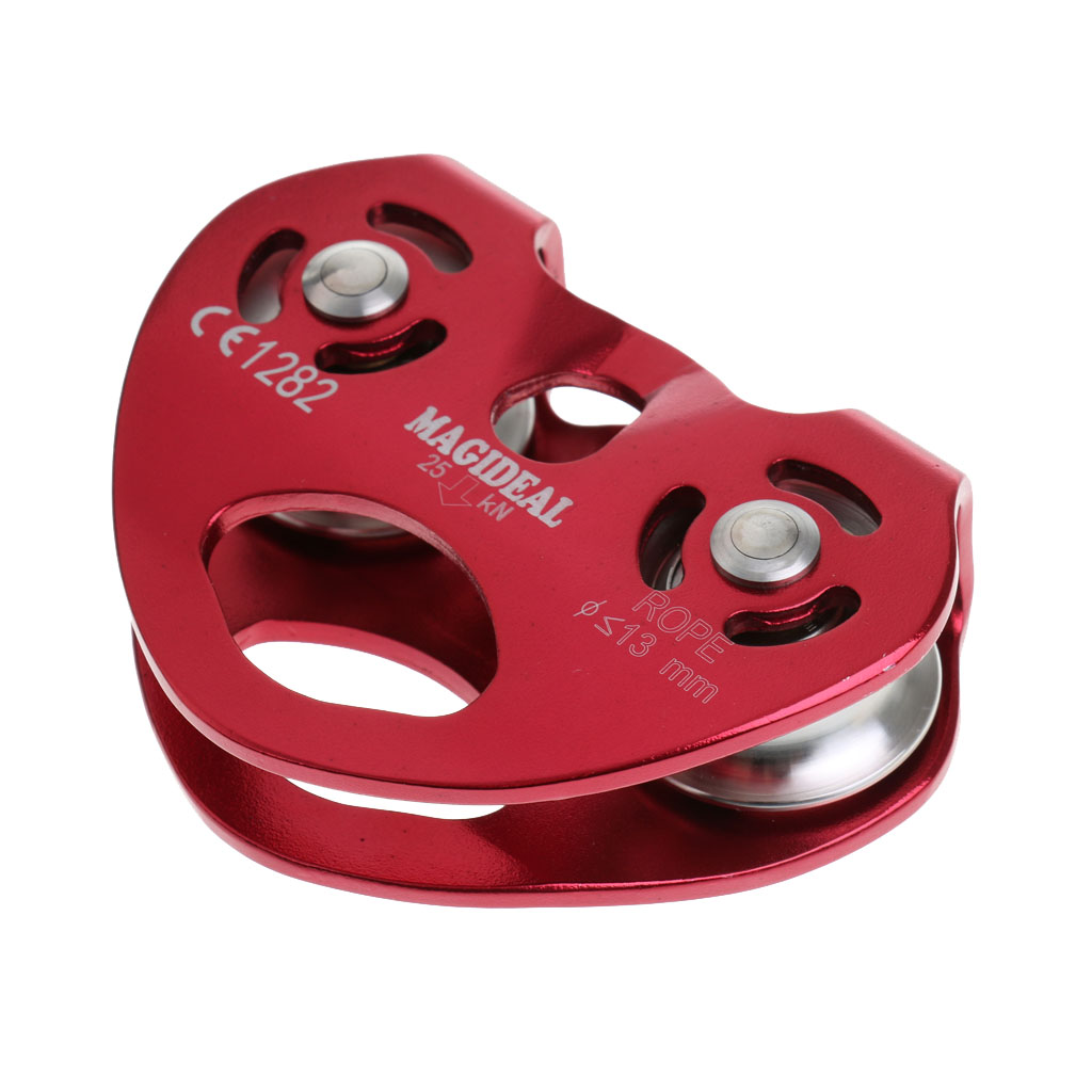 25KN Outdoor Rock Climbing Rescue Dual Pulley Zip Line Pulley Aluminum Magnesium Alloy Climbing Gear Hammock Hanging Device