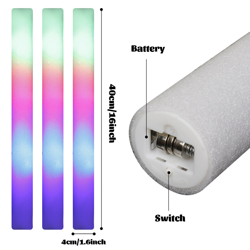 15/30 Stück LED-Leuchtstäbe, bunt, RGB-Leuchtschaumstoffstäbchen, Jubelröhre, dunkles Licht für Weihnachten, Geburtstag, Hochzeit, Partyzubehör
