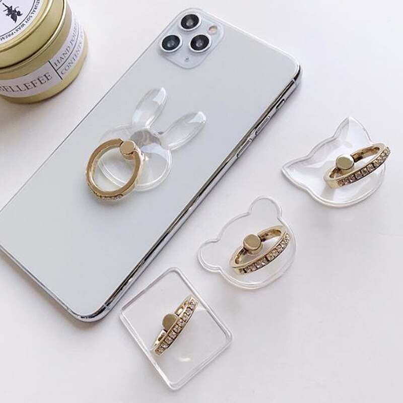 2 Stuks Transparante Mobiele Telefoon Houder Ring Universele Ondersteuning Vinger Ring Houder