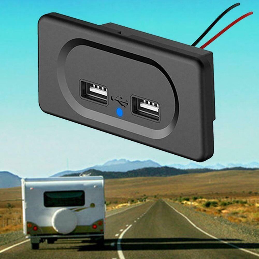 1*car Charger DC5V/3.1A Dual USB Ports Charger Socket For 12V Car Boat Motorhome Caravan 2022 With Indication Function